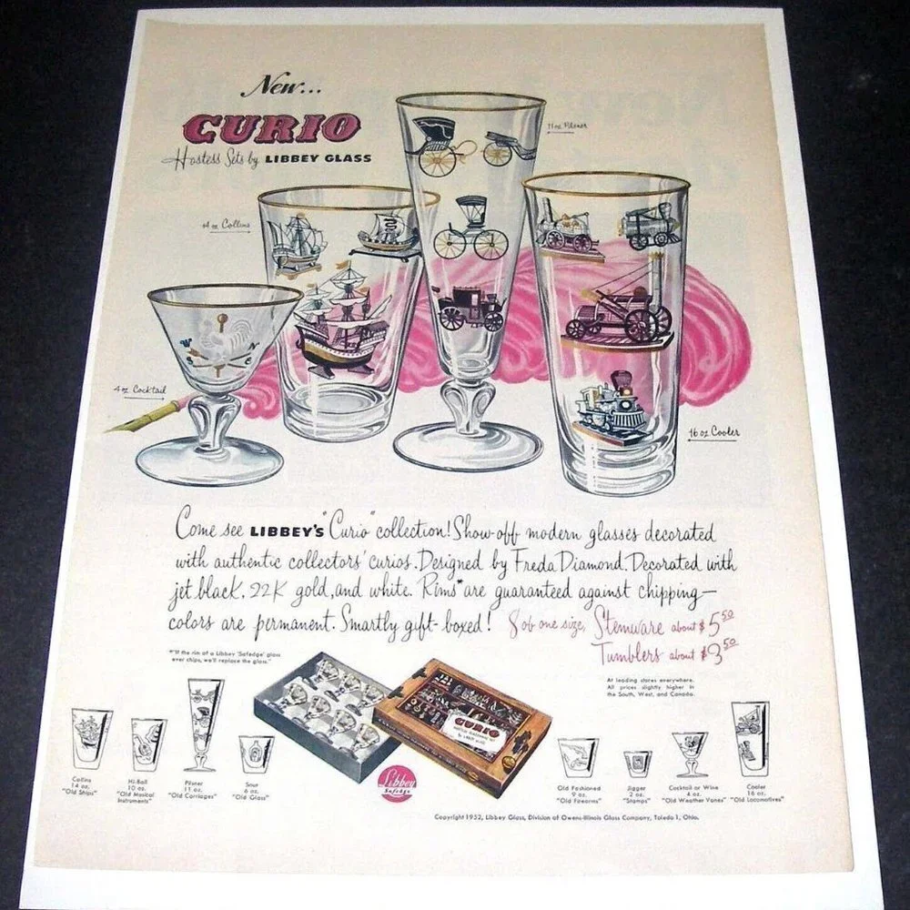 Vintage Libbey Bar Sour Glass, Curio Line, Rare!!